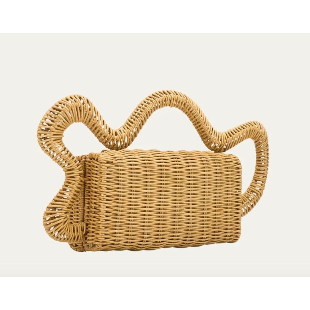 Cult Gaia Elsa Wavy Rattan Clutch Bag - Wearable Abstract Art Wicker Rattan - Picture 10 of 11